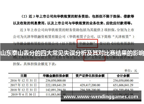 山东泰山丢分的四大常见失误分析及其对比赛结果的影响